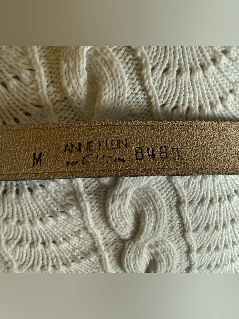 Anne Klein Sky Blue Leather Woman’s Belt with Embossed Logo - Picture 6 of 10